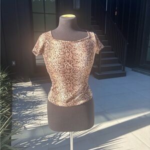 Adara Y2K Snake Print Fitted Top • XS 🤎🐍